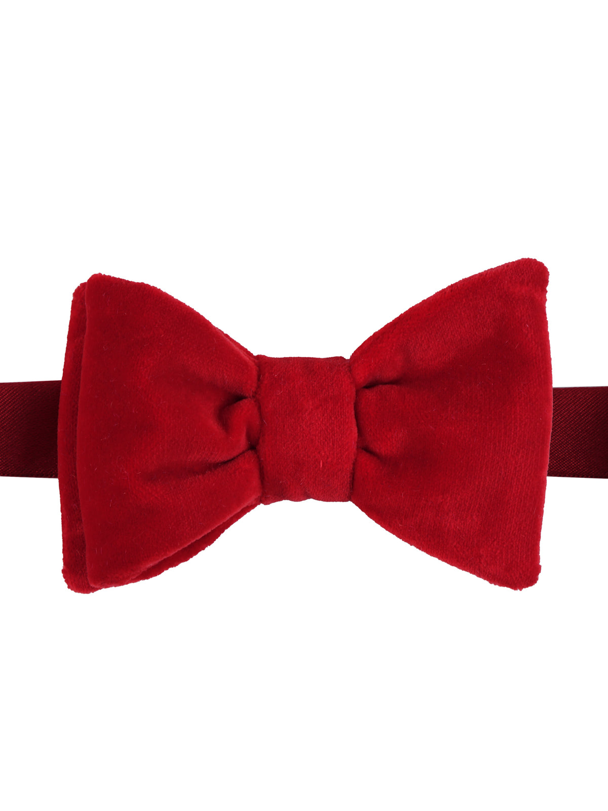 Red bow tie already knotted in cotton velvet SANSET