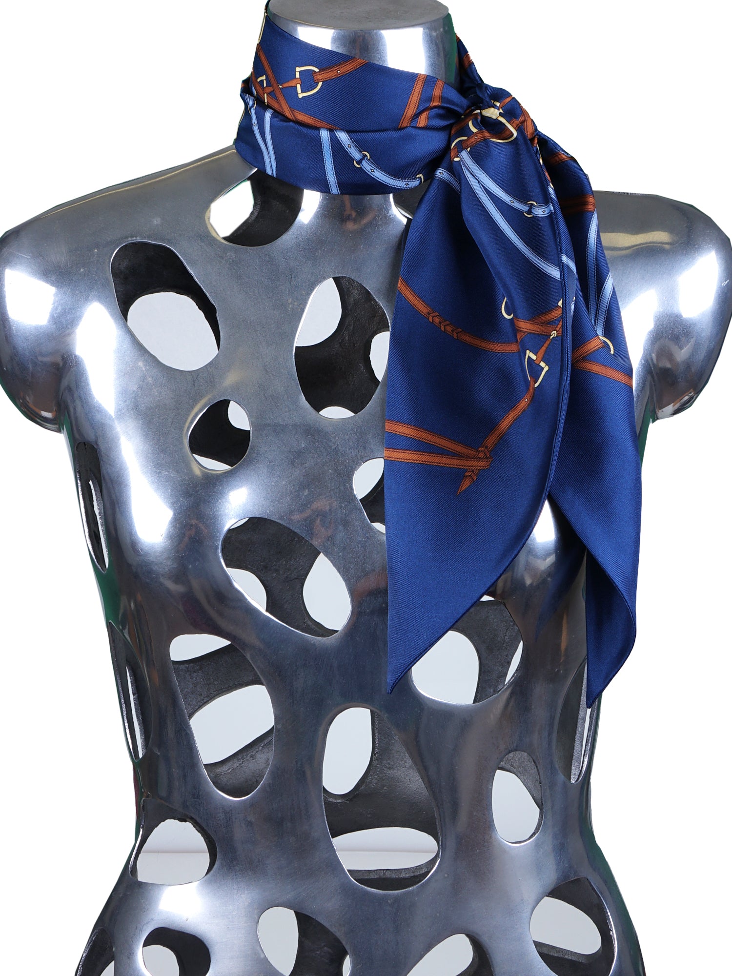 Blue twilly scarf in pure silk printed REINS