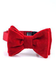 Red bow tie already knotted in cotton velvet SANSET