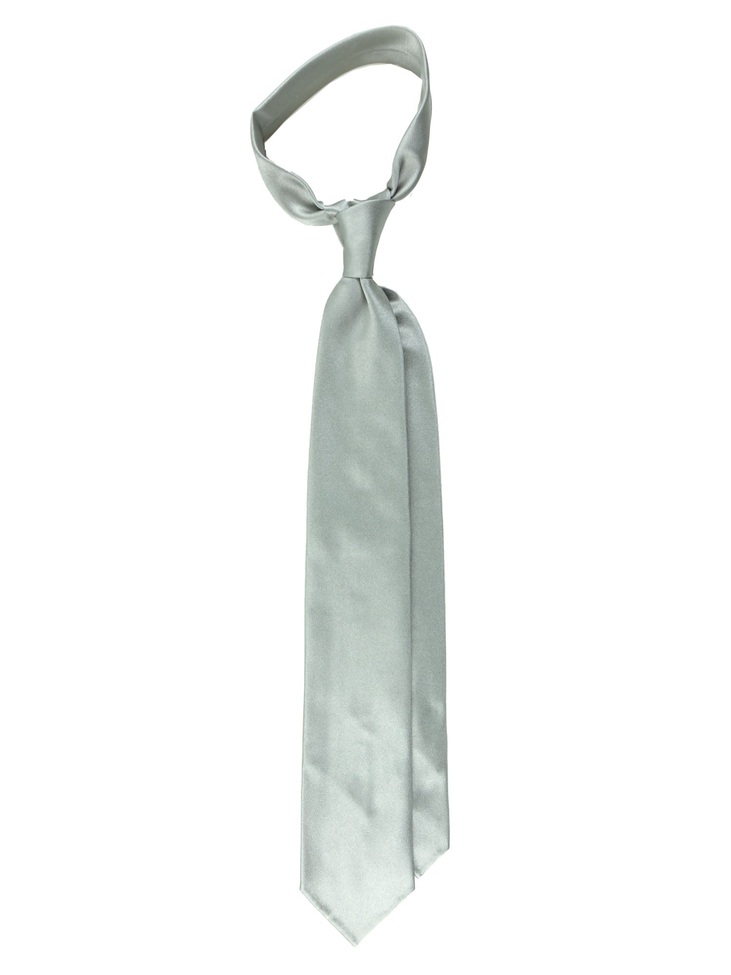 AMANTEA 7-fold unlined tie in pure satin Stone Grey