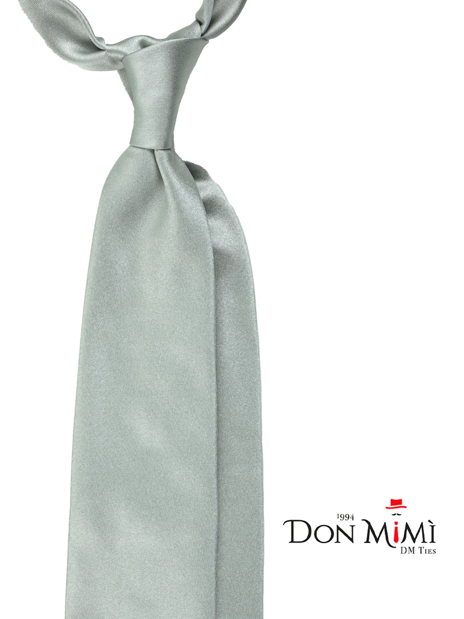 AMANTEA 7-fold unlined tie in pure satin Stone Grey