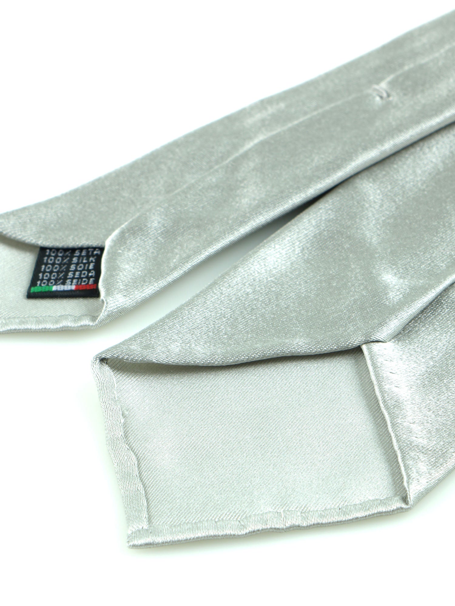 AMANTEA 7-fold unlined tie in pure satin Stone Grey