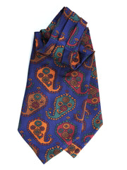 Men's Ascot Blue in Pure English Printed Silk DANIELE