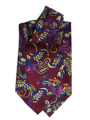 Ascot men's burgundy in pure English printed silk ALFONSO