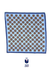 Light blue ASIA printed linen pocket square