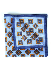 Light blue ASIA printed linen pocket square