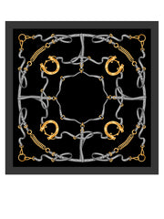 Foulard nero 90x90cm in seta stampata REINS