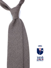 Beige 3-fold silk/wool tie SAVINA