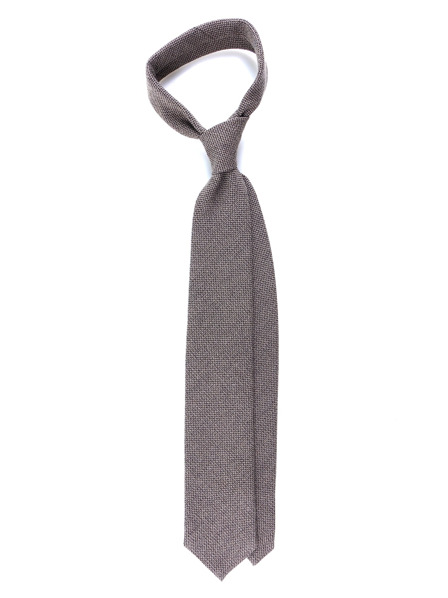 Beige 3-fold silk/wool tie SAVINA