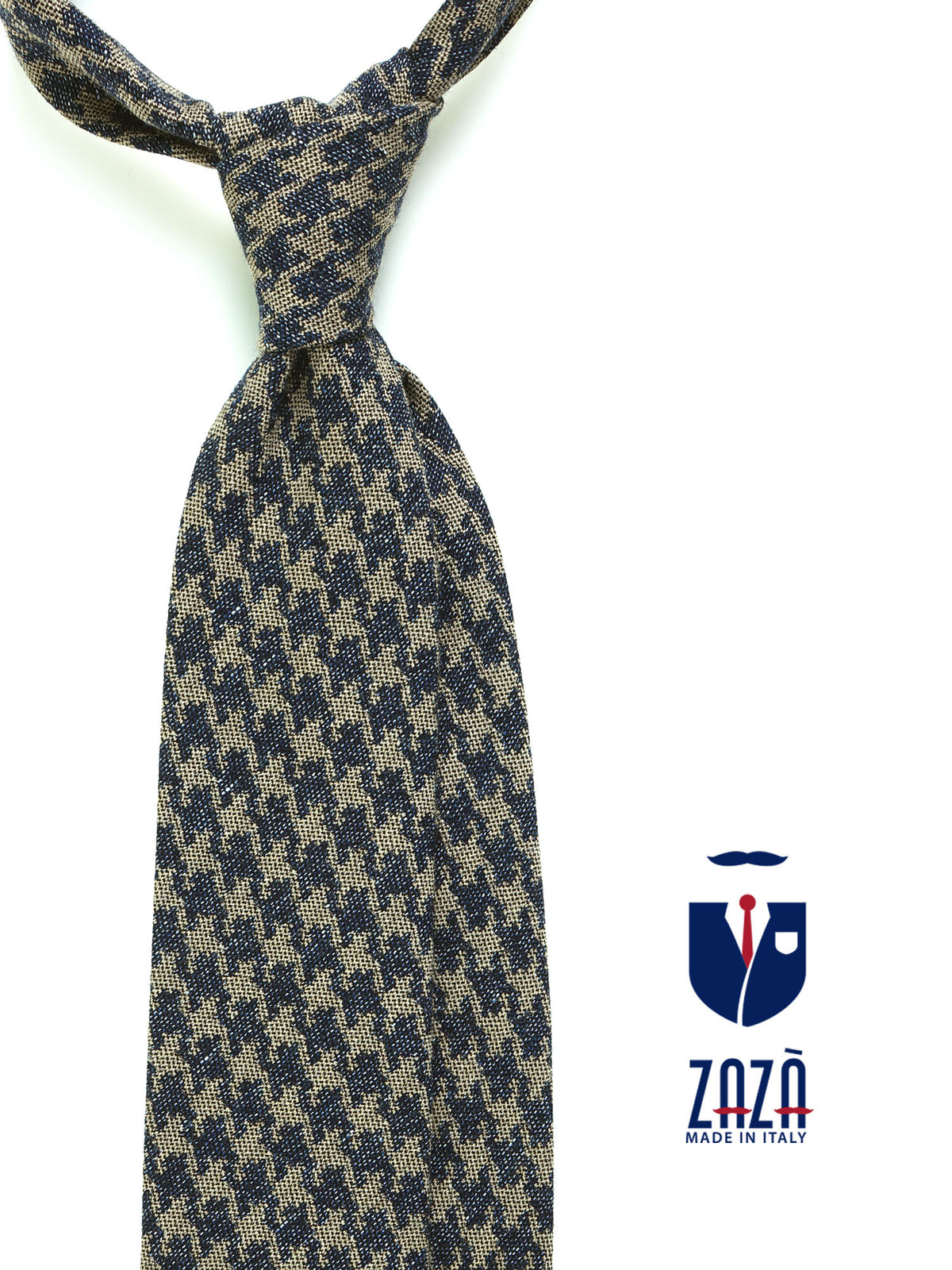 GINGER Dark Blue Silk/Cotton 3-Fold Tie