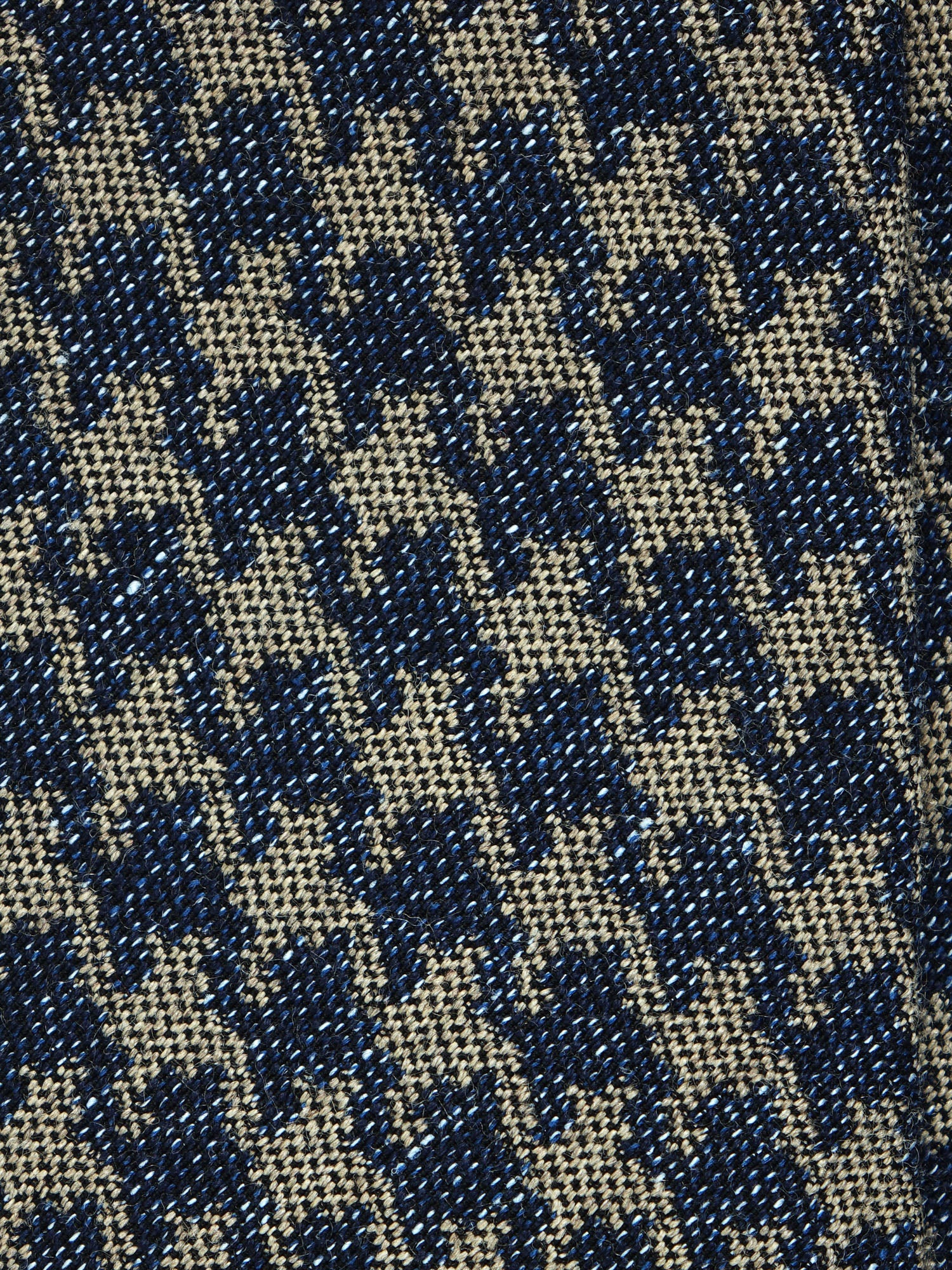 GINGER Dark Blue Silk/Cotton 3-Fold Tie