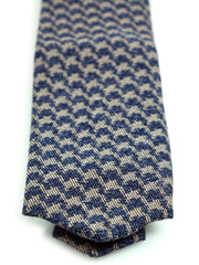 GINGER Dark Blue Silk/Cotton 3-Fold Tie