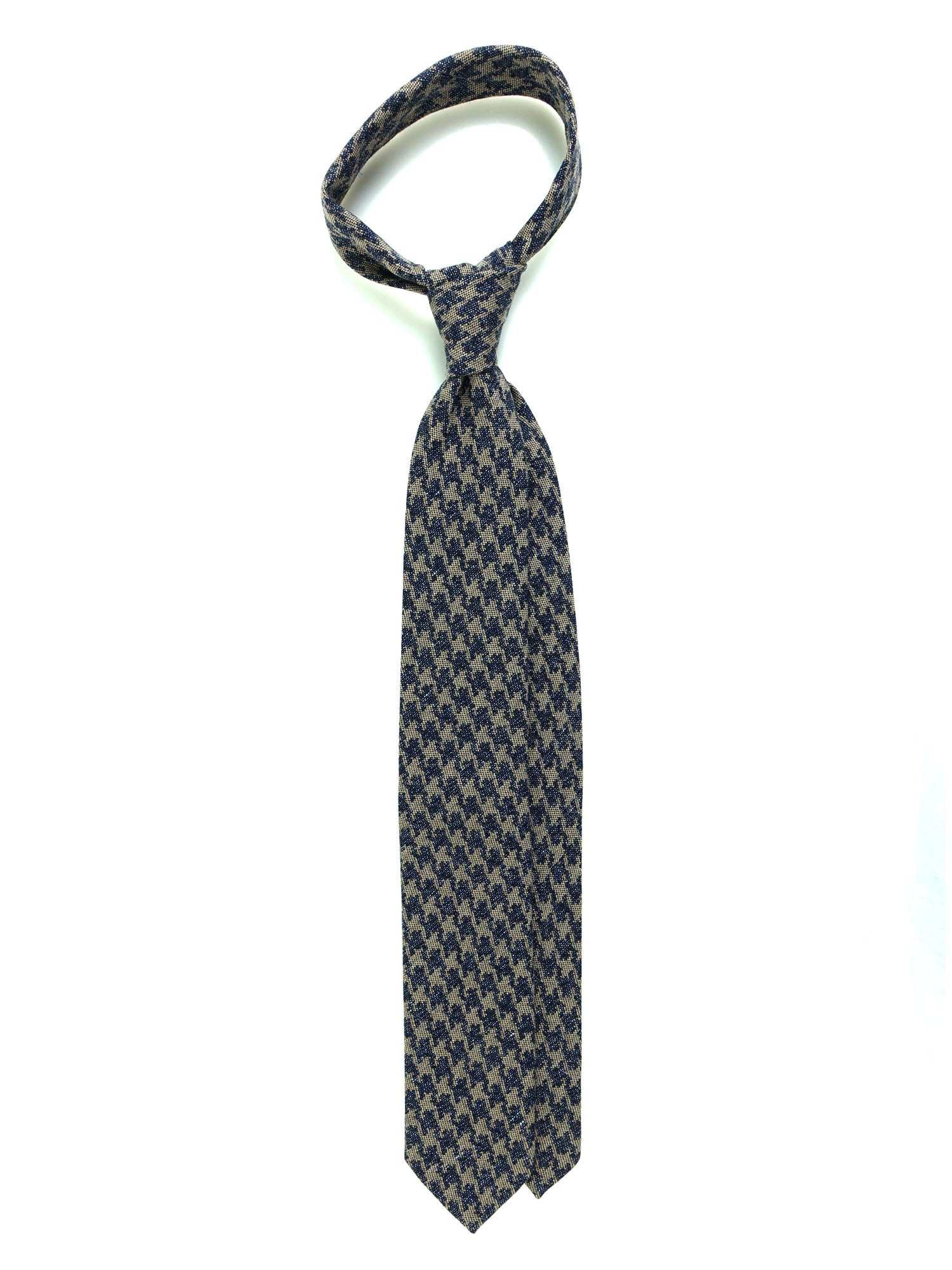 GINGER Dark Blue Silk/Cotton 3-Fold Tie