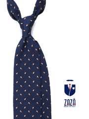 VALENTIA Blue Silk/Cotton 3-Fold Tie