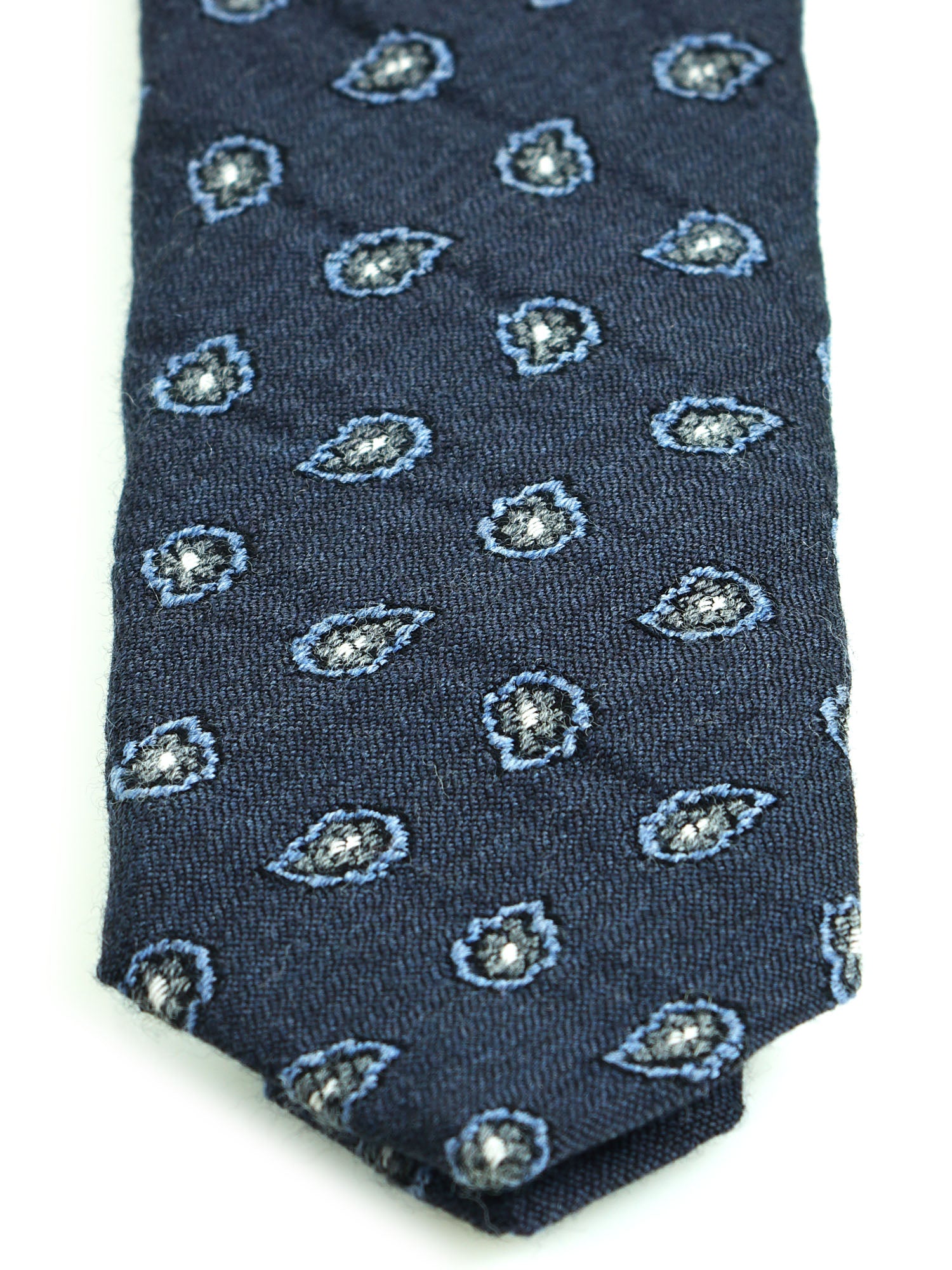 GINGER Dark Blue Silk/Cotton 3-Fold Tie