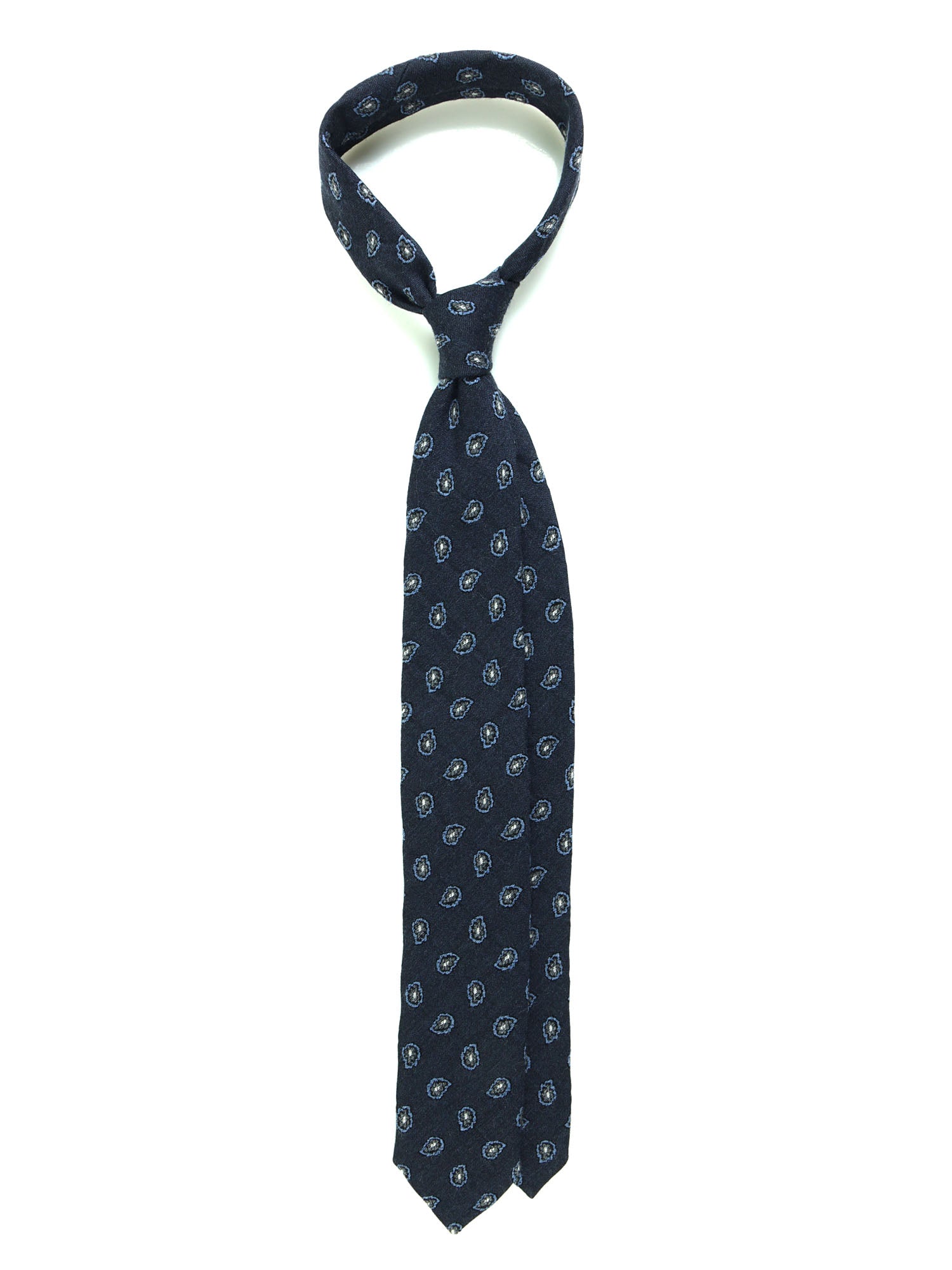 GINGER Dark Blue Silk/Cotton 3-Fold Tie