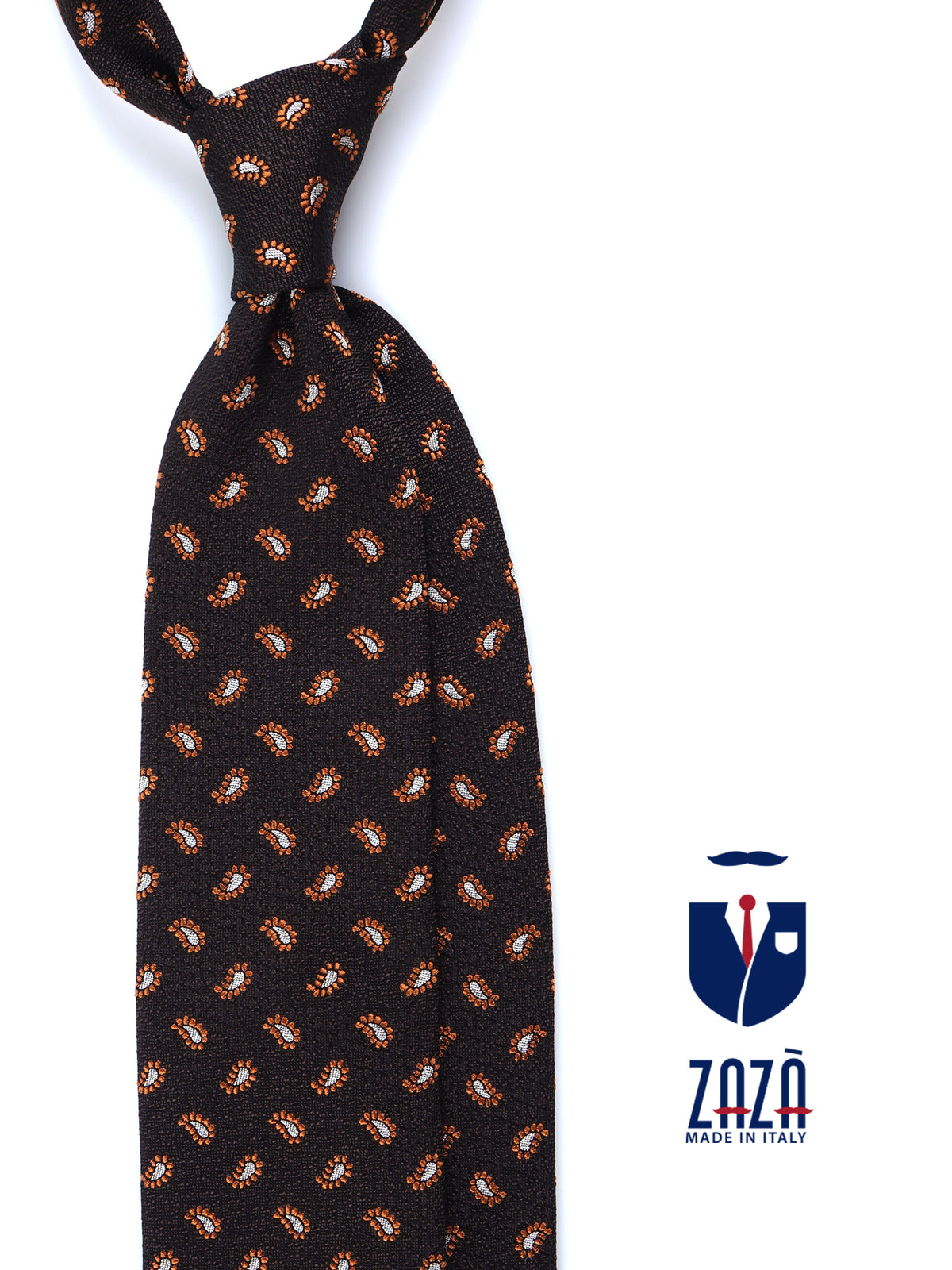 VALENTIA Brown Silk/Cotton 3-Fold Tie