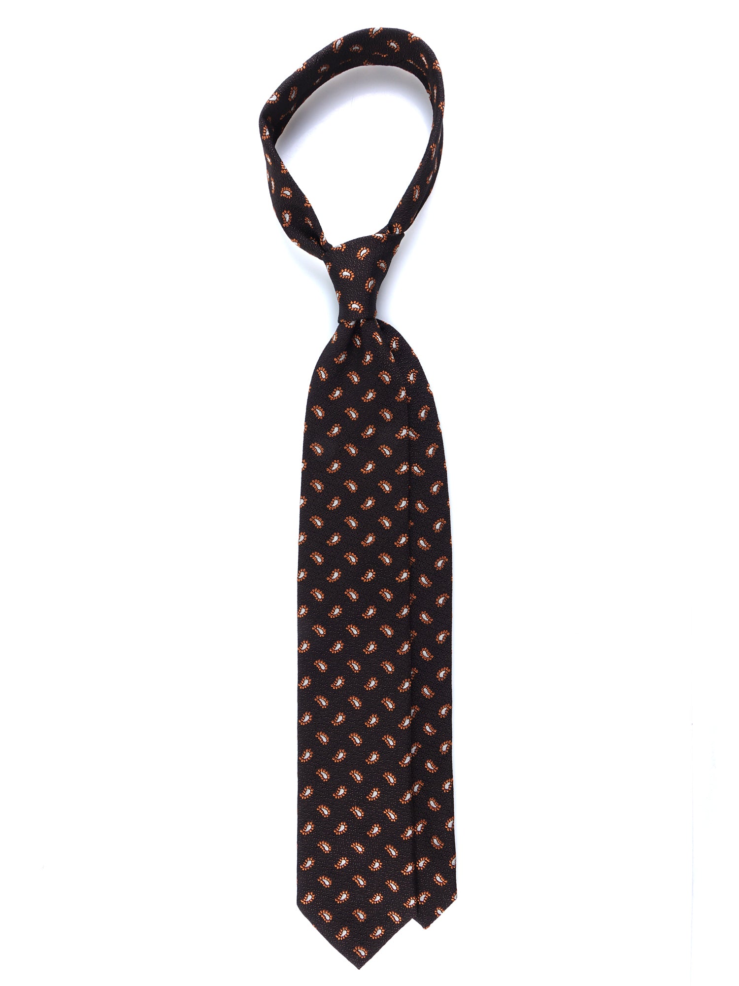 VALENTIA Brown Silk/Cotton 3-Fold Tie