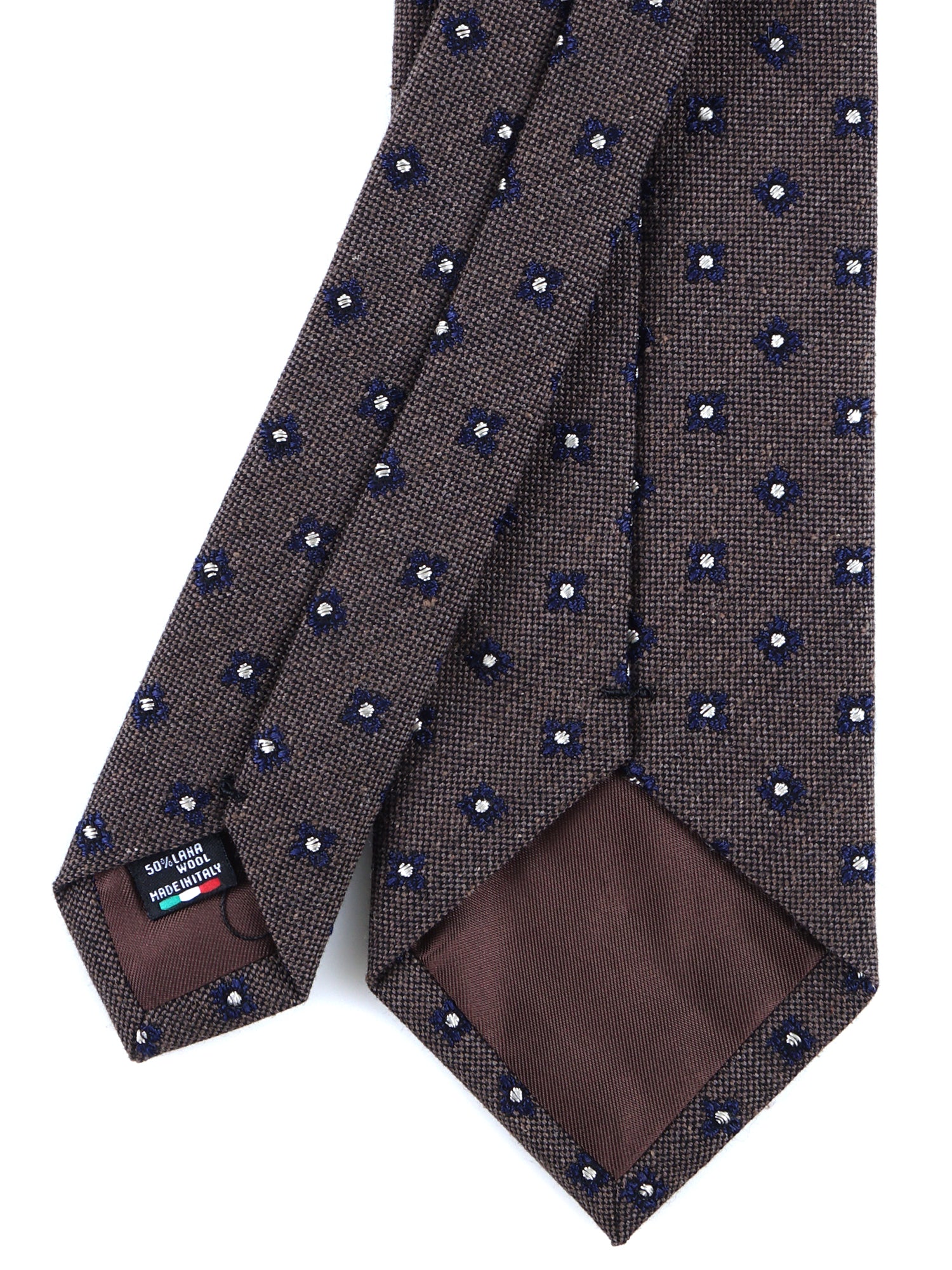 NADIA Brown Silk/Wool 3-Fold Tie