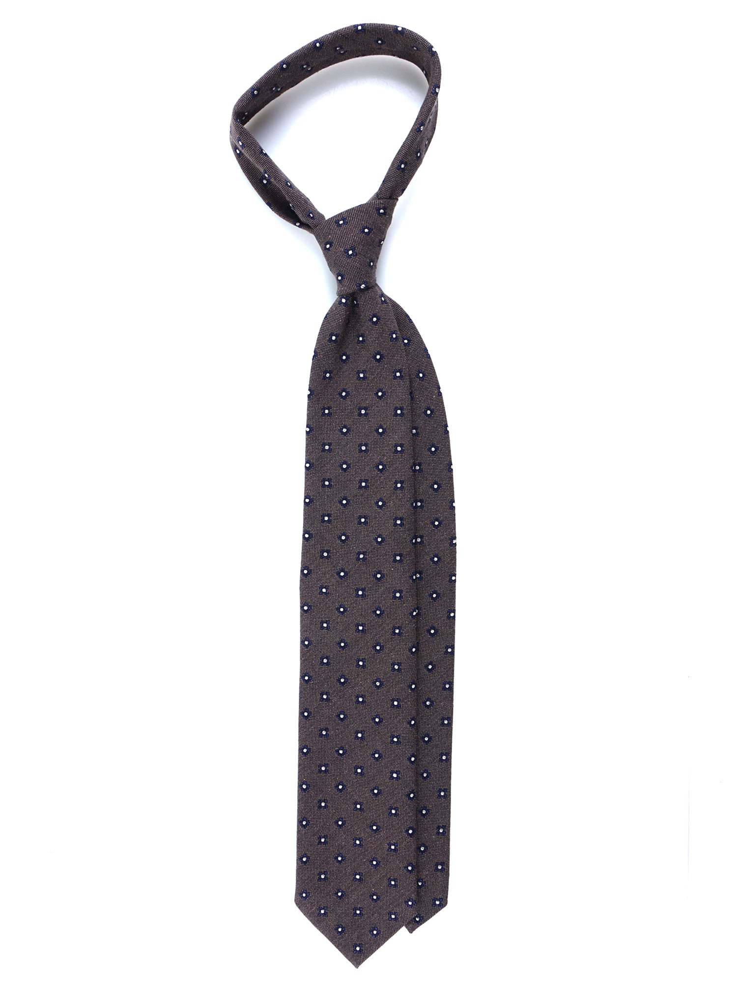 NADIA Brown Silk/Wool 3-Fold Tie