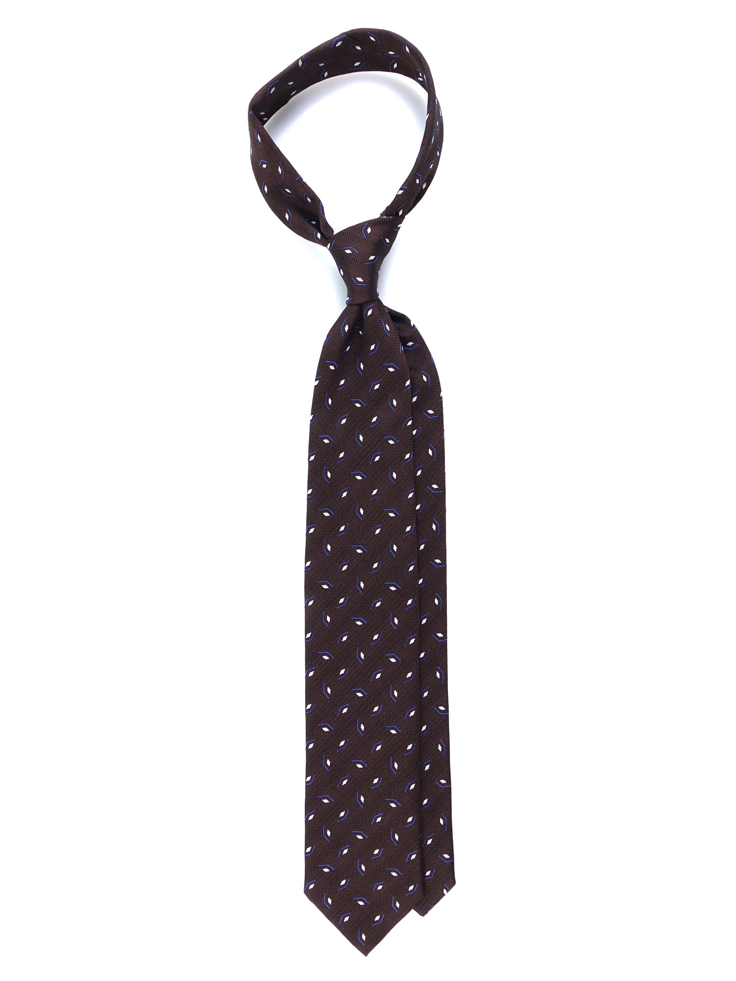 GALACE Brown Silk/Cotton 3-Fold Tie