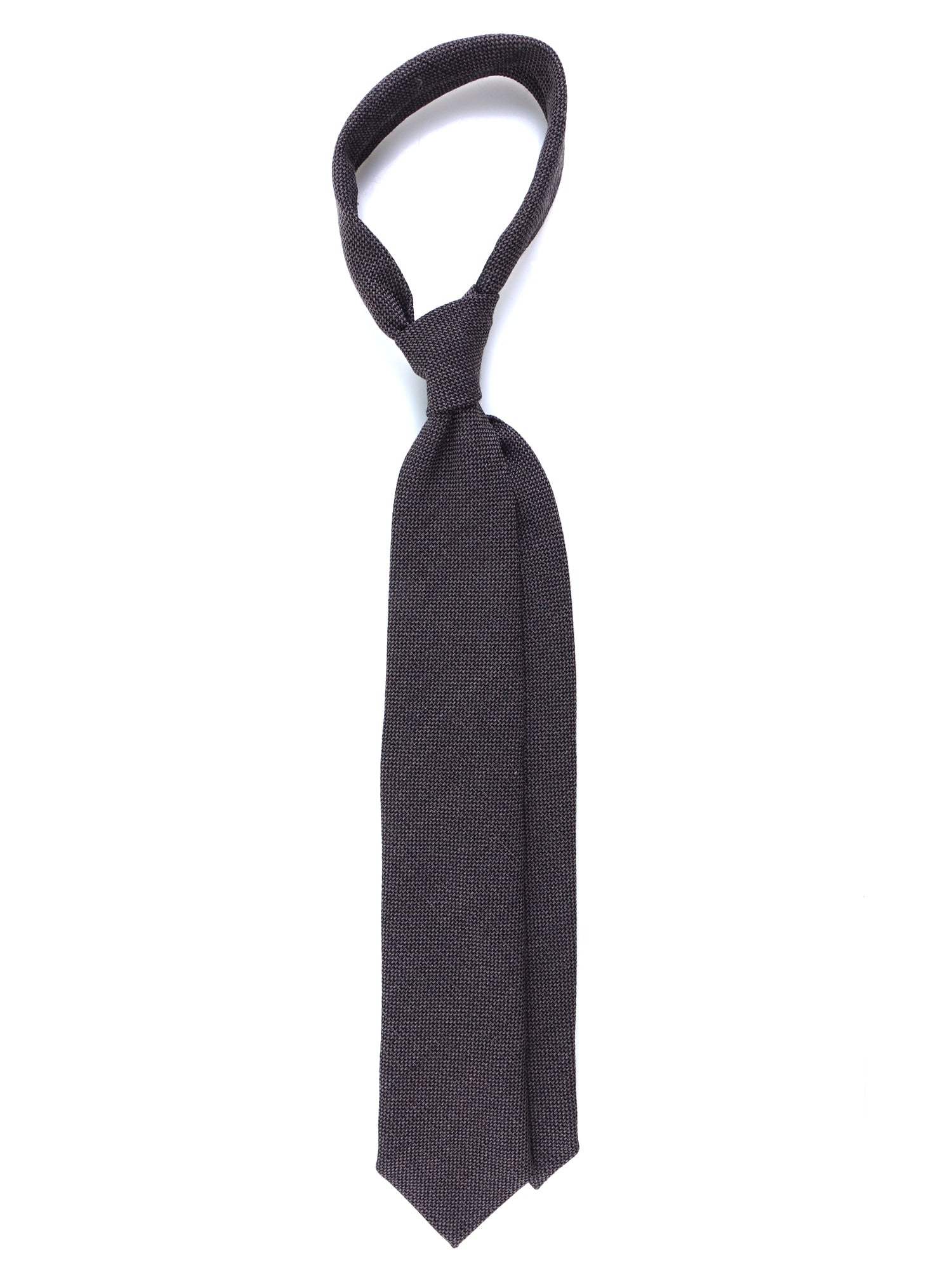 SAVINA Brown Silk/Wool 3-Fold Tie