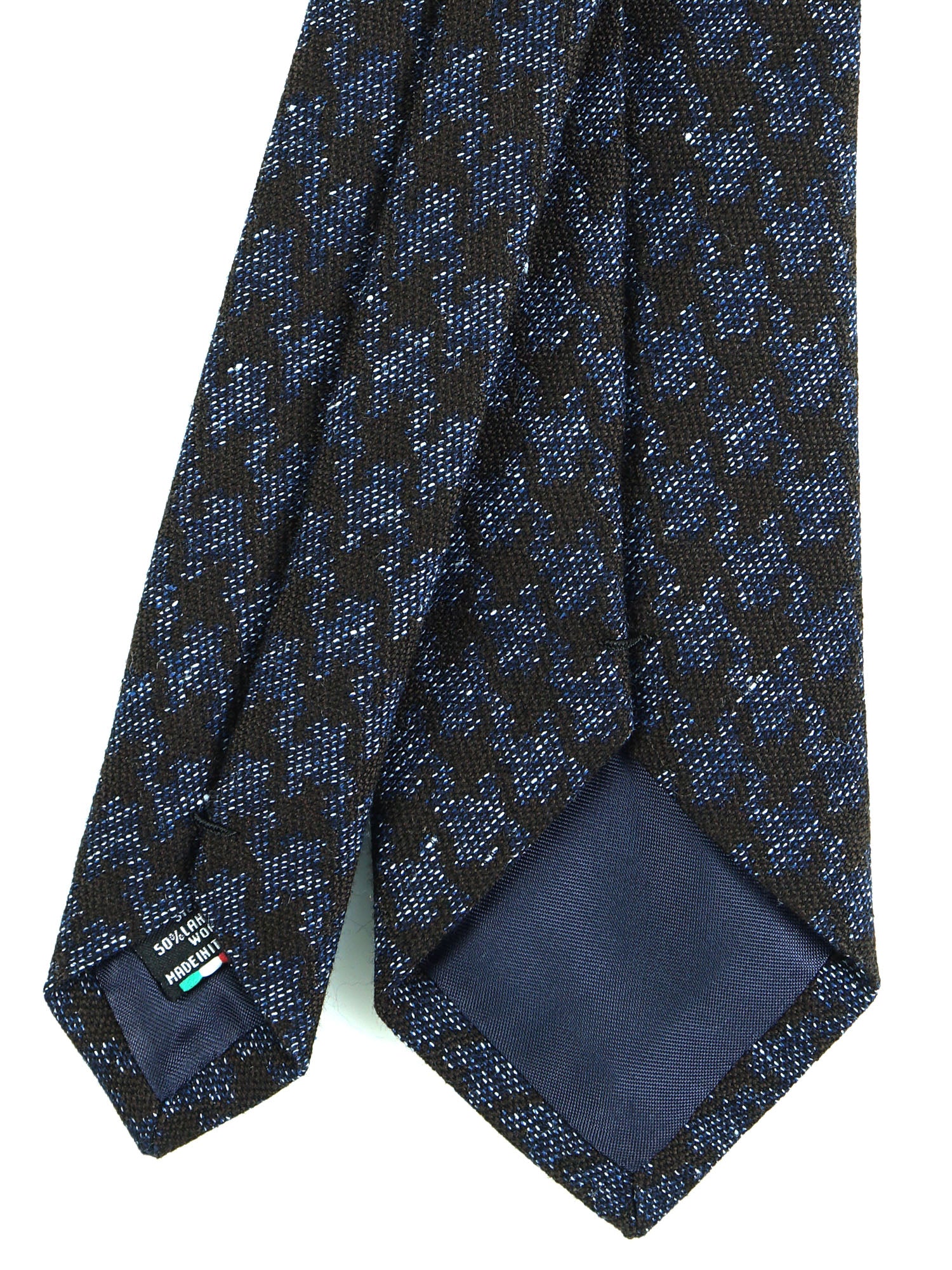 GINGER Dark Blue Silk/Cotton 3-Fold Tie