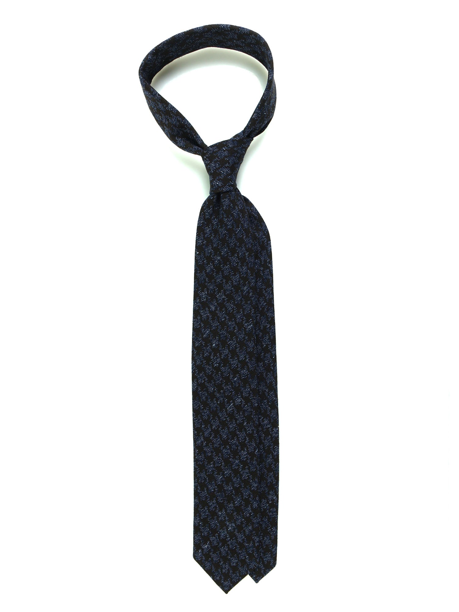 GINGER Dark Blue Silk/Cotton 3-Fold Tie