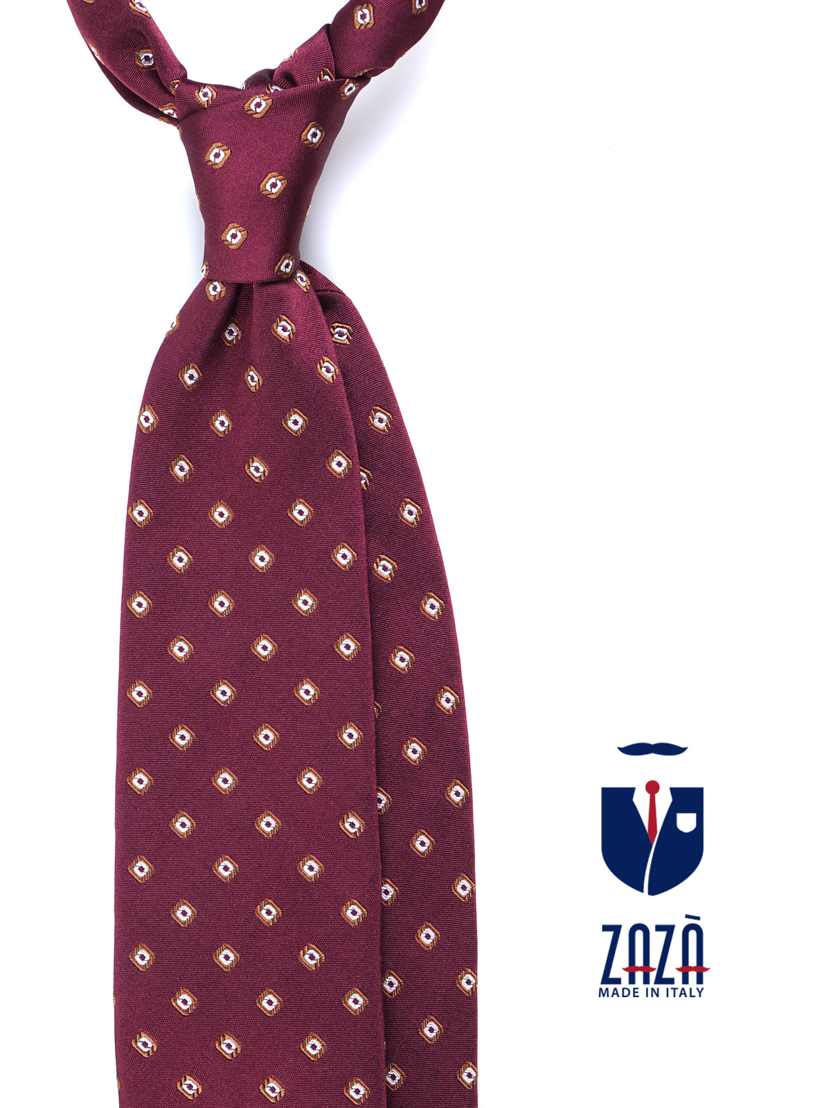 GINGER 3-fold burgundy silk/cotton tie