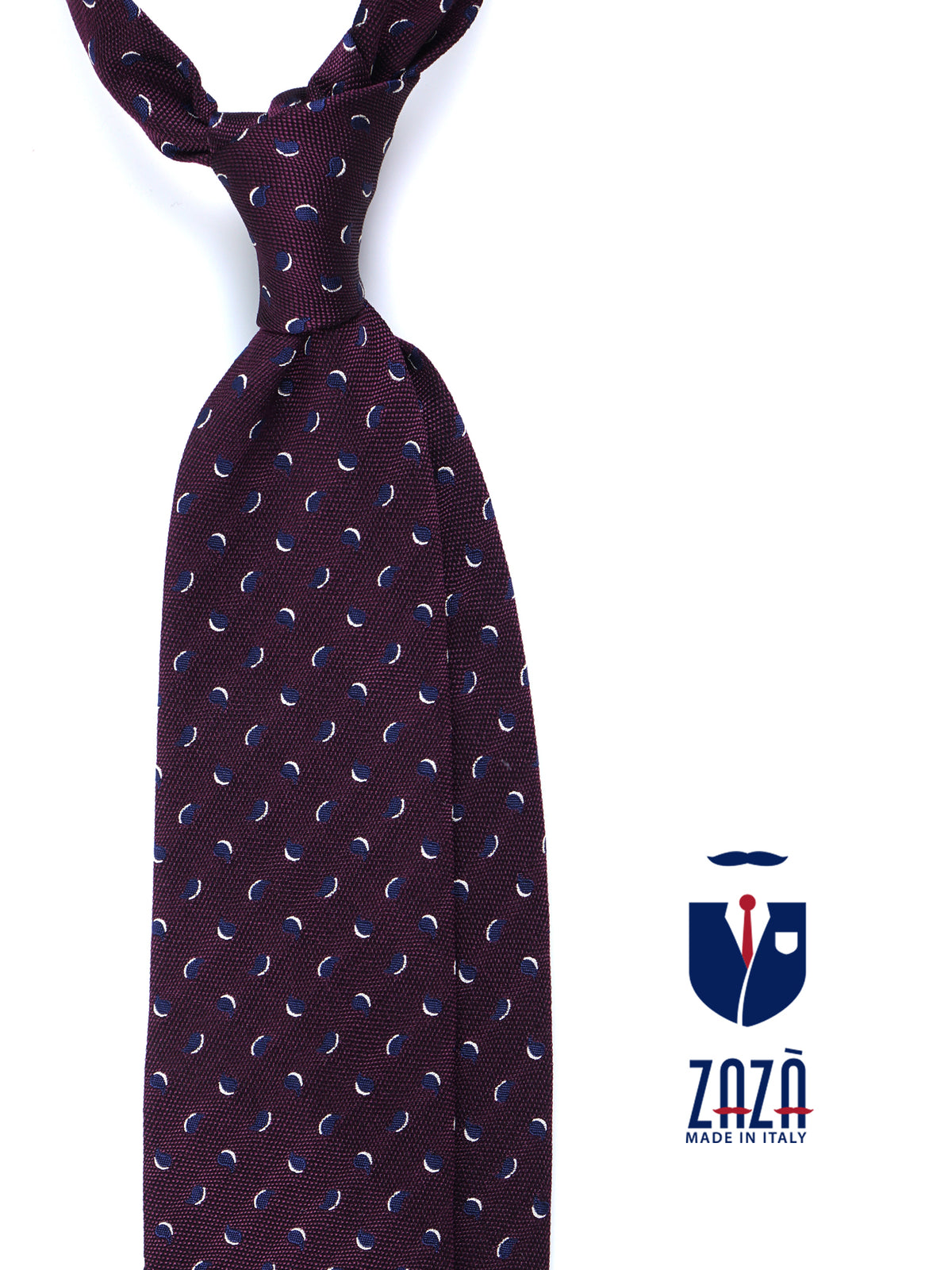 3-fold burgundy silk/cotton tie LEILA