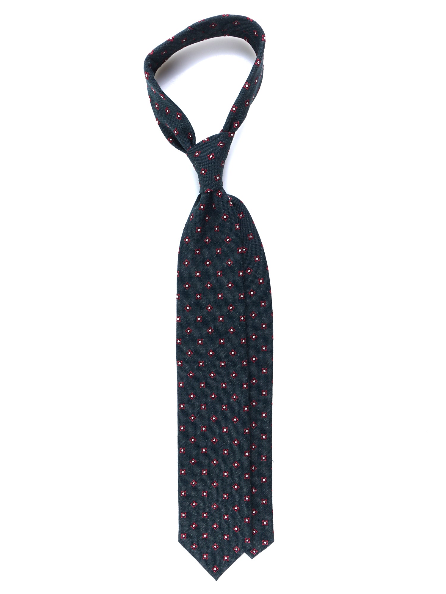 NADIA Forest Green Silk/Wool 3-Fold Tie