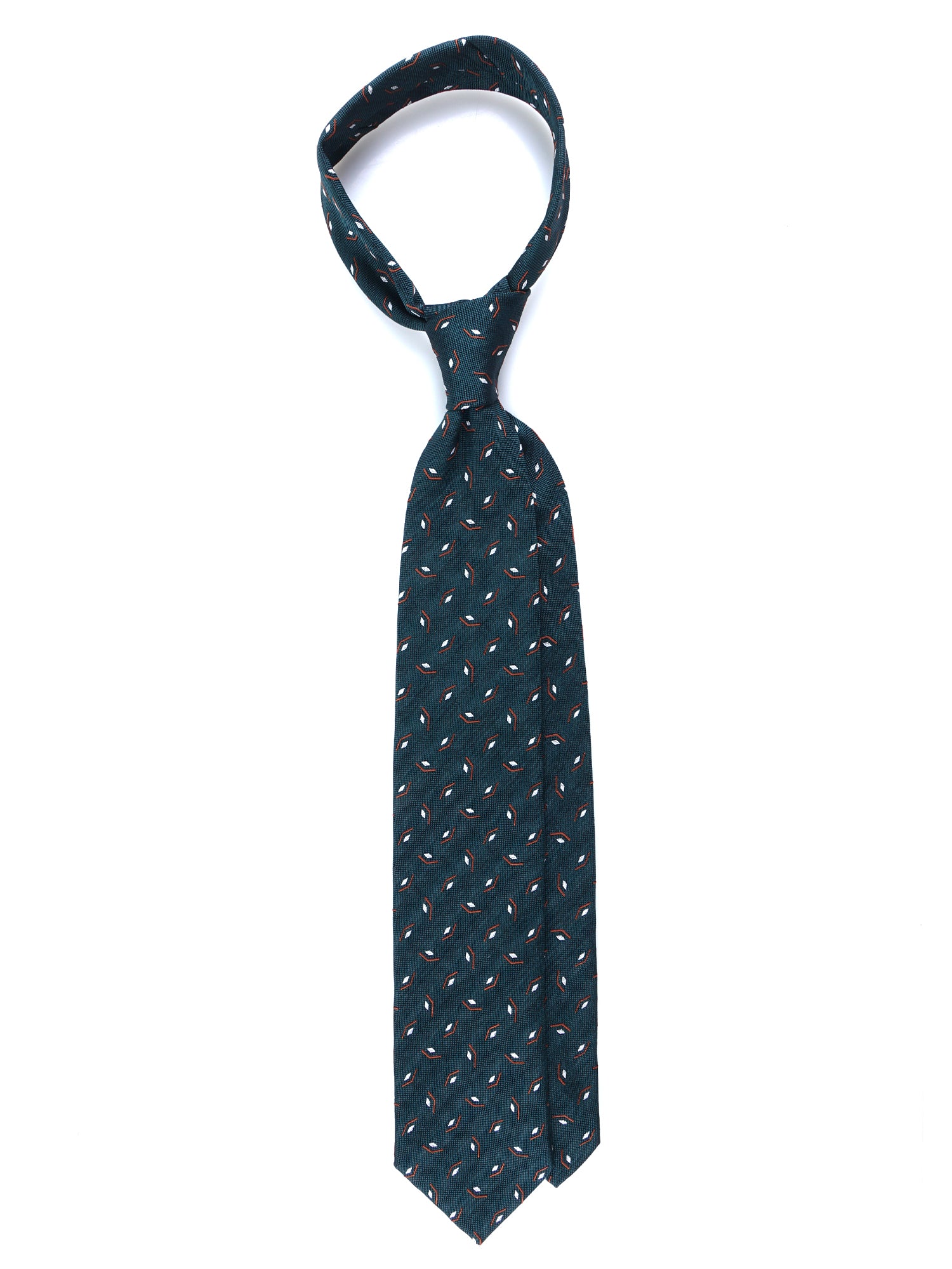 GALACE Green Silk/Cotton 3-Fold Tie