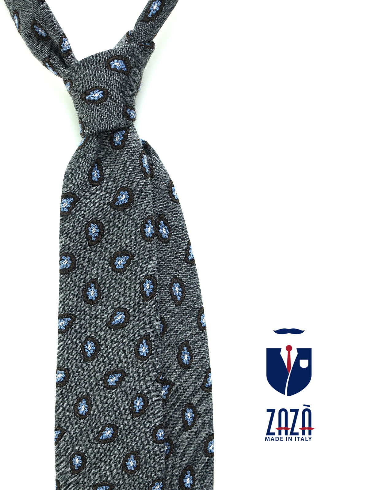 GINGER Dark Blue Silk/Cotton 3-Fold Tie