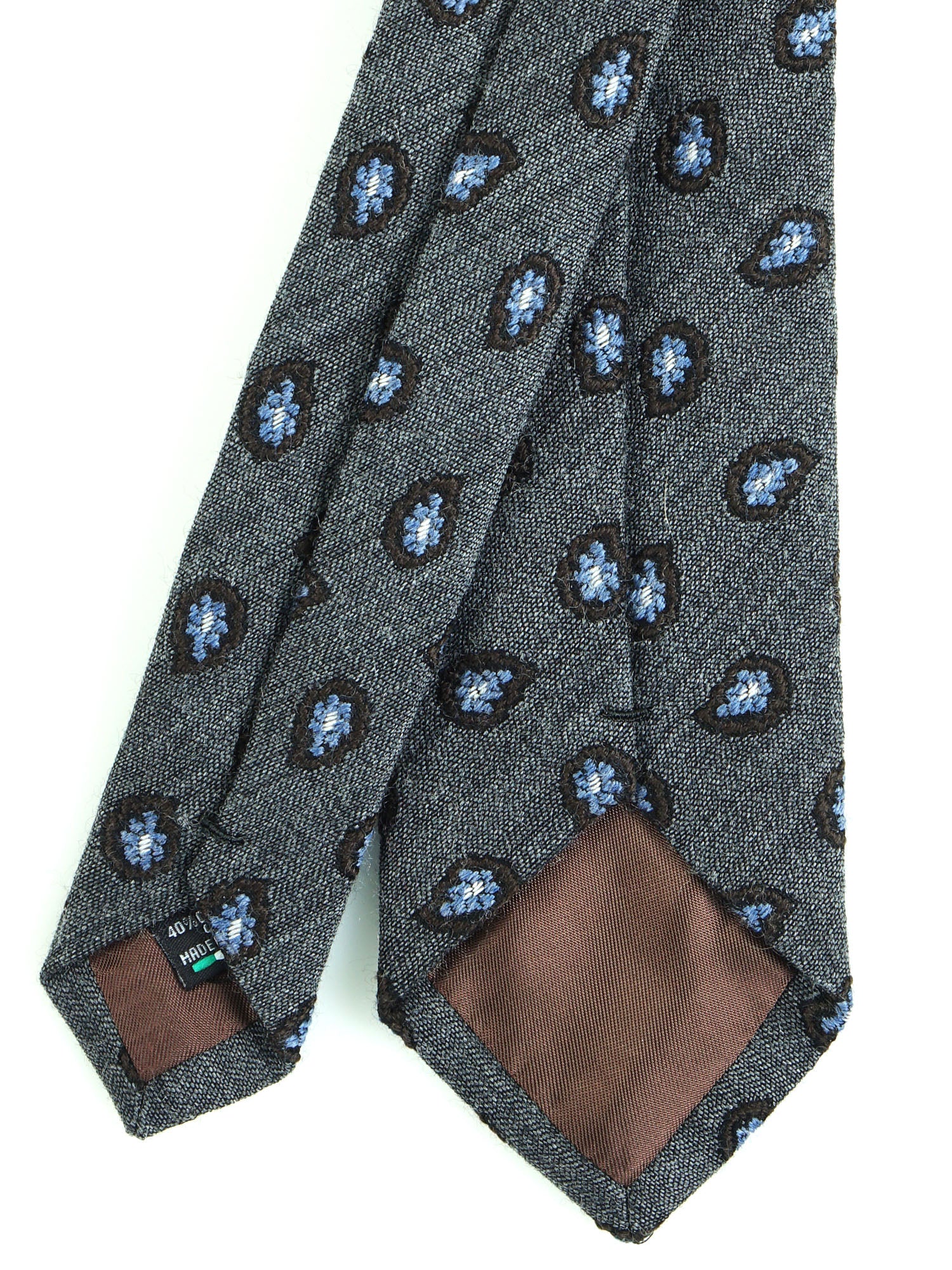 GINGER Dark Blue Silk/Cotton 3-Fold Tie