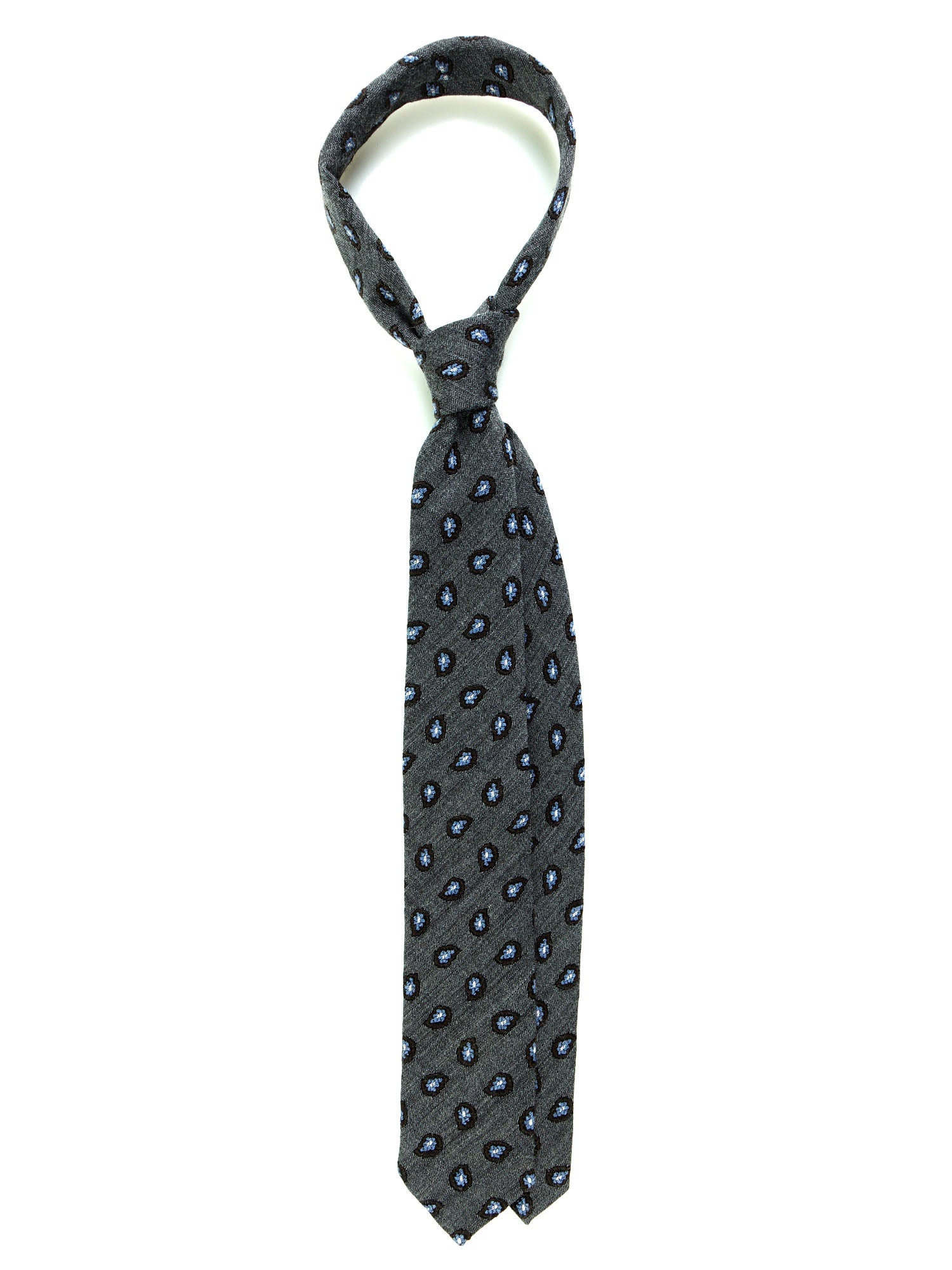 GINGER Dark Blue Silk/Cotton 3-Fold Tie