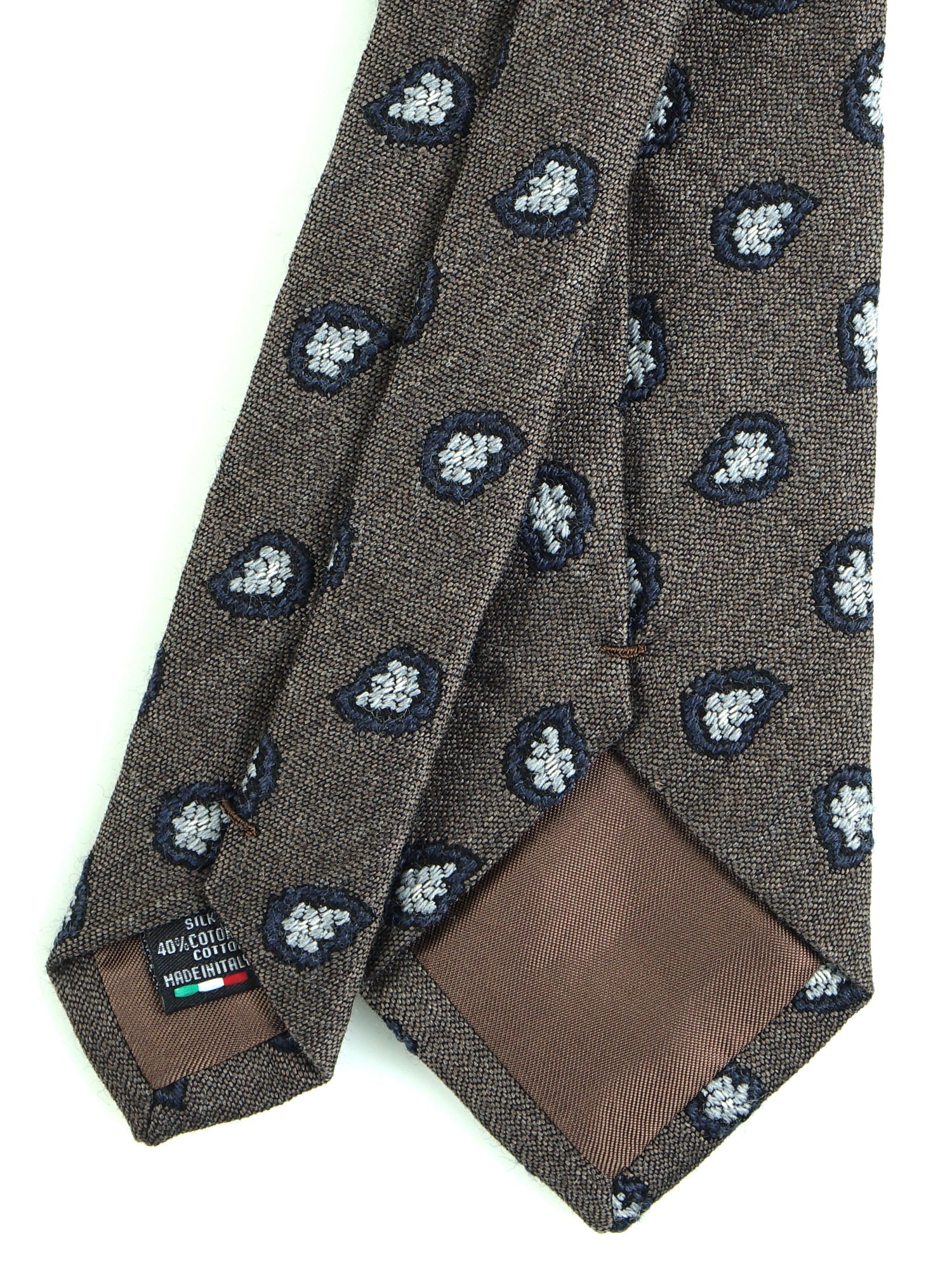 GINGER Dark Blue Silk/Cotton 3-Fold Tie