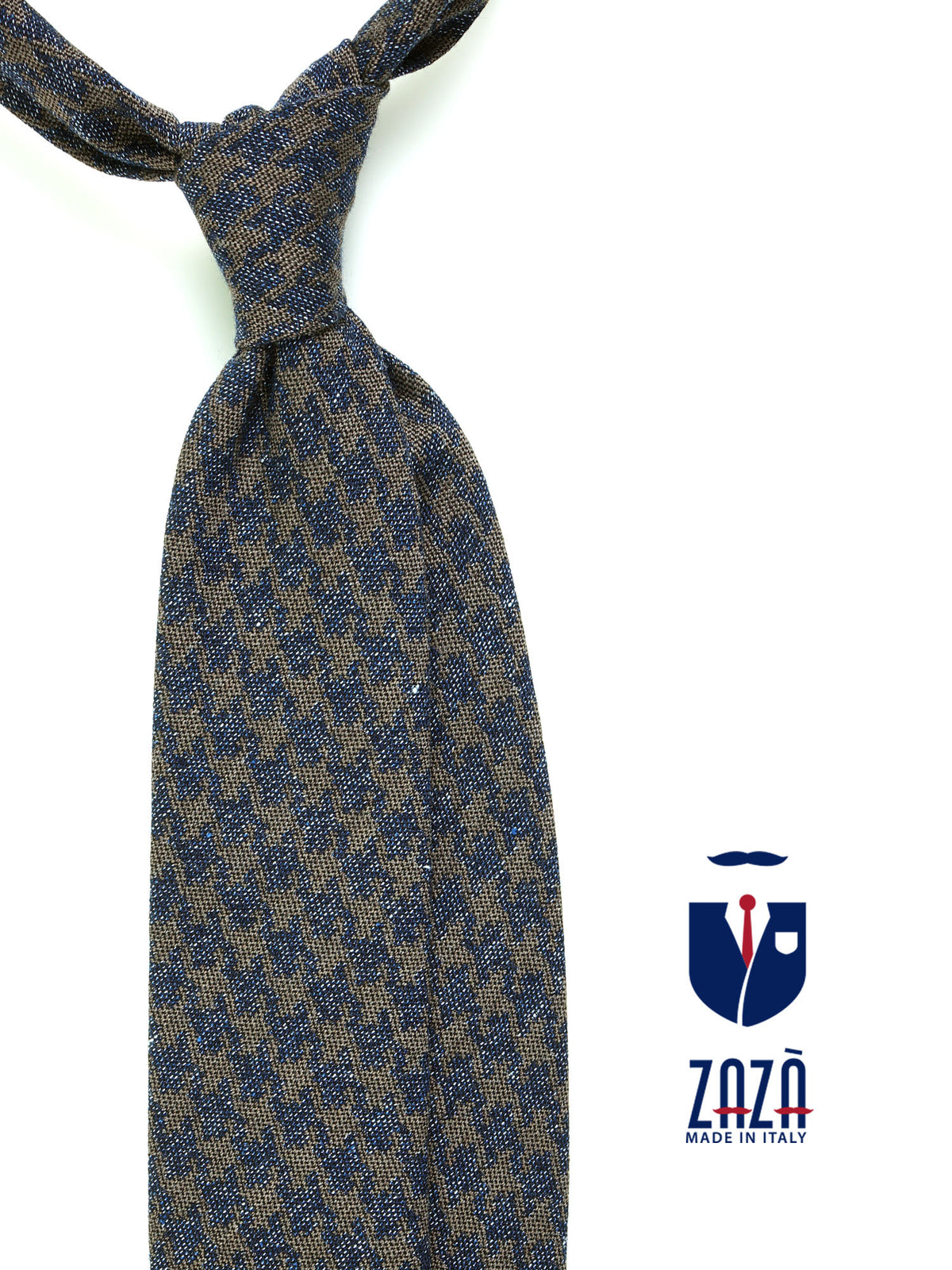 GINGER Dark Blue Silk/Cotton 3-Fold Tie