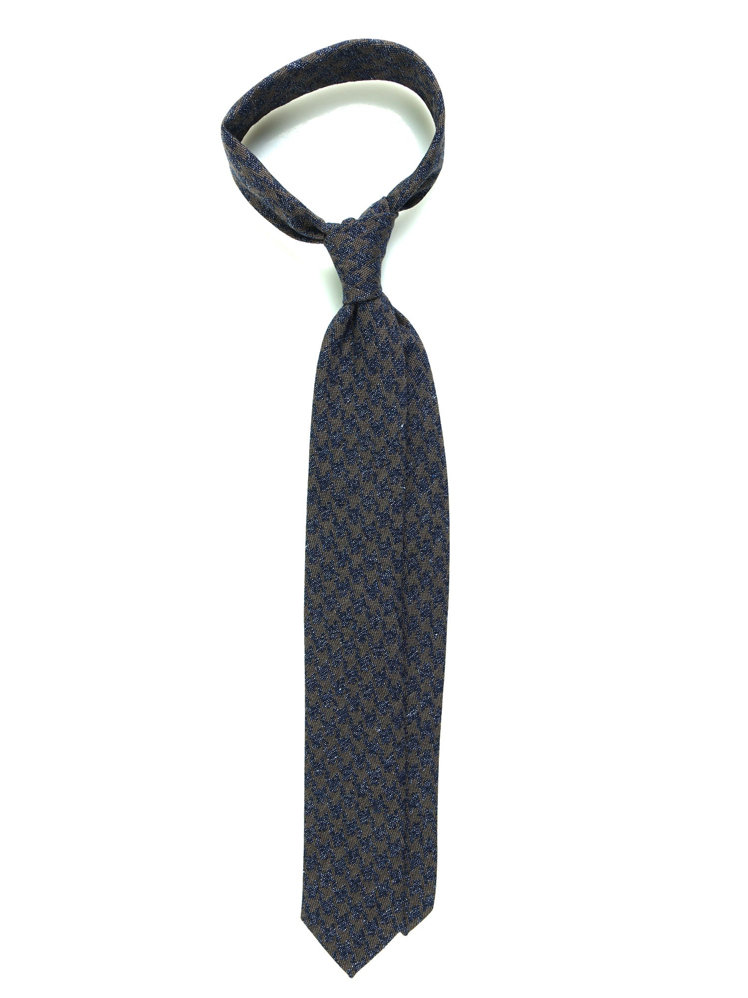 GINGER Dark Blue Silk/Cotton 3-Fold Tie