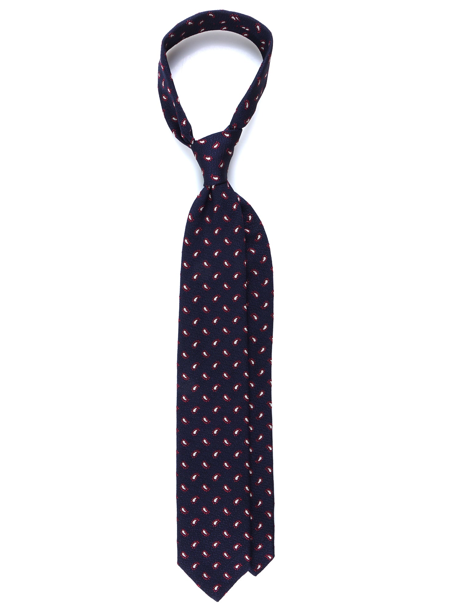 VALENTIA Dark Blue Silk/Cotton 3-Fold Tie