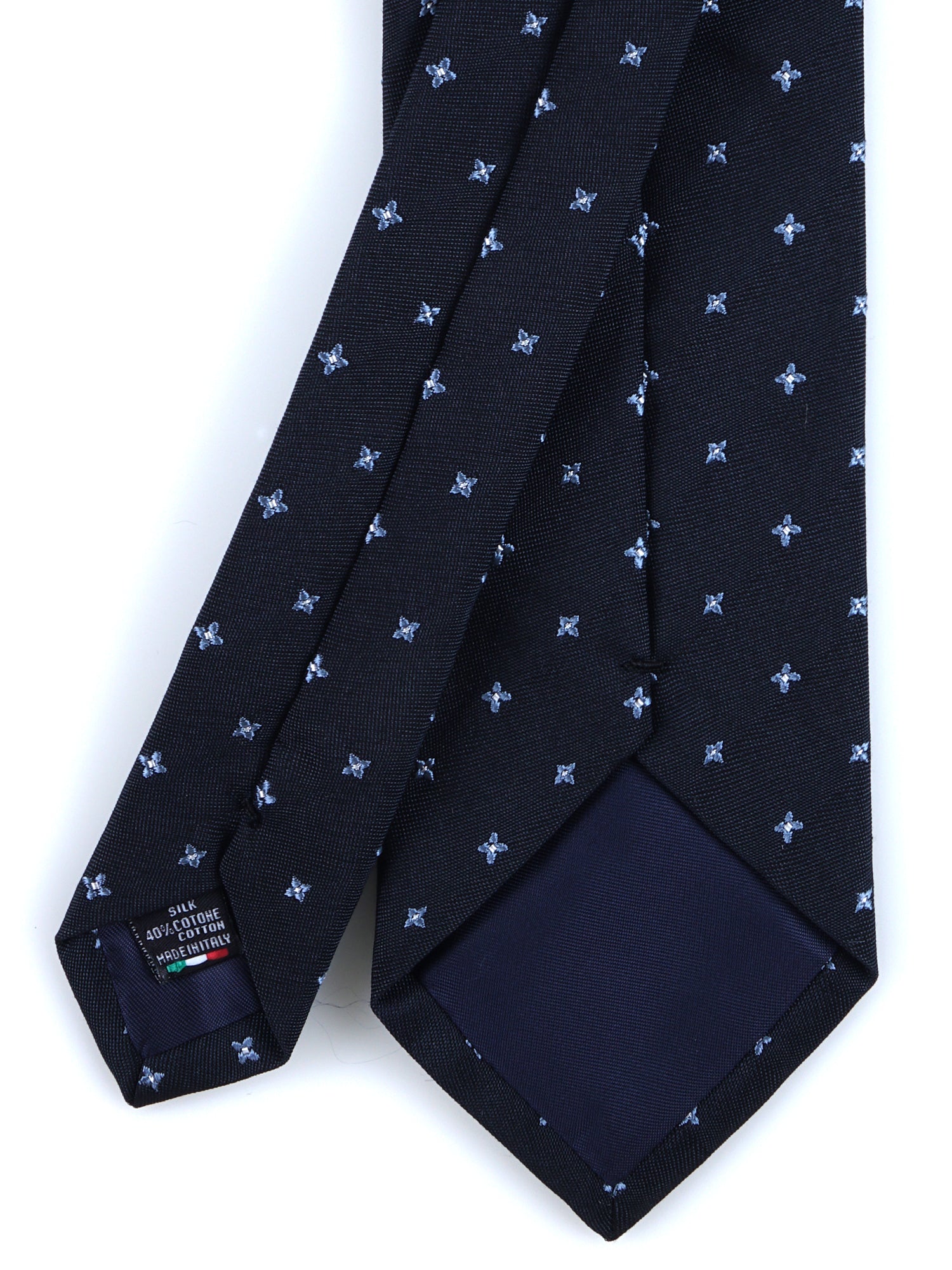 MARTIN Dark Blue Silk/Cotton 3-Fold Tie