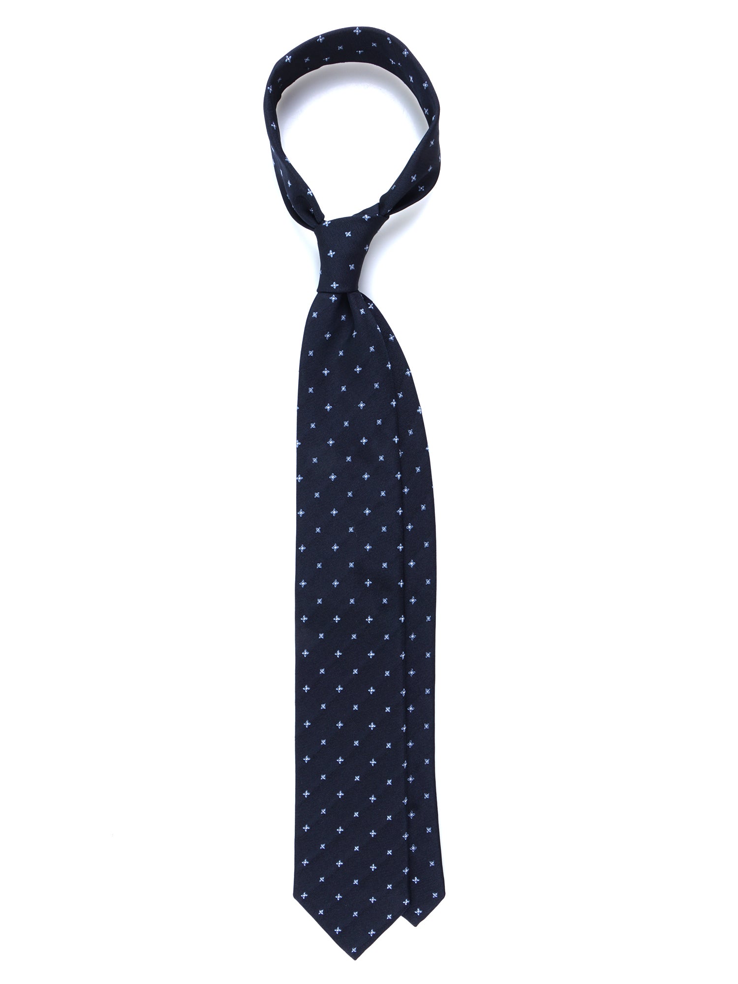 MARTIN Dark Blue Silk/Cotton 3-Fold Tie