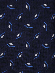 GALACE Dark Blue Silk/Cotton 3-Fold Tie