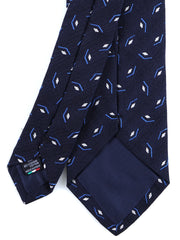 GALACE Dark Blue Silk/Cotton 3-Fold Tie