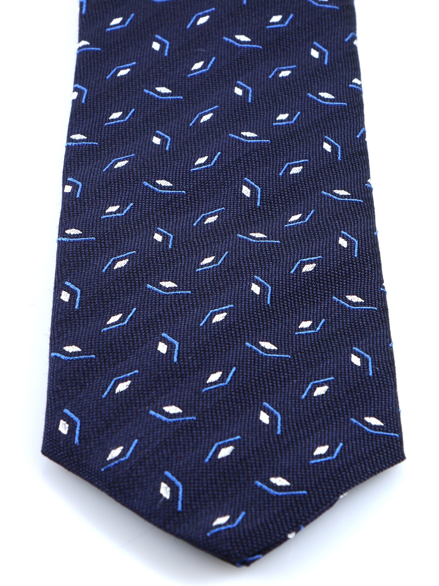 GALACE Dark Blue Silk/Cotton 3-Fold Tie