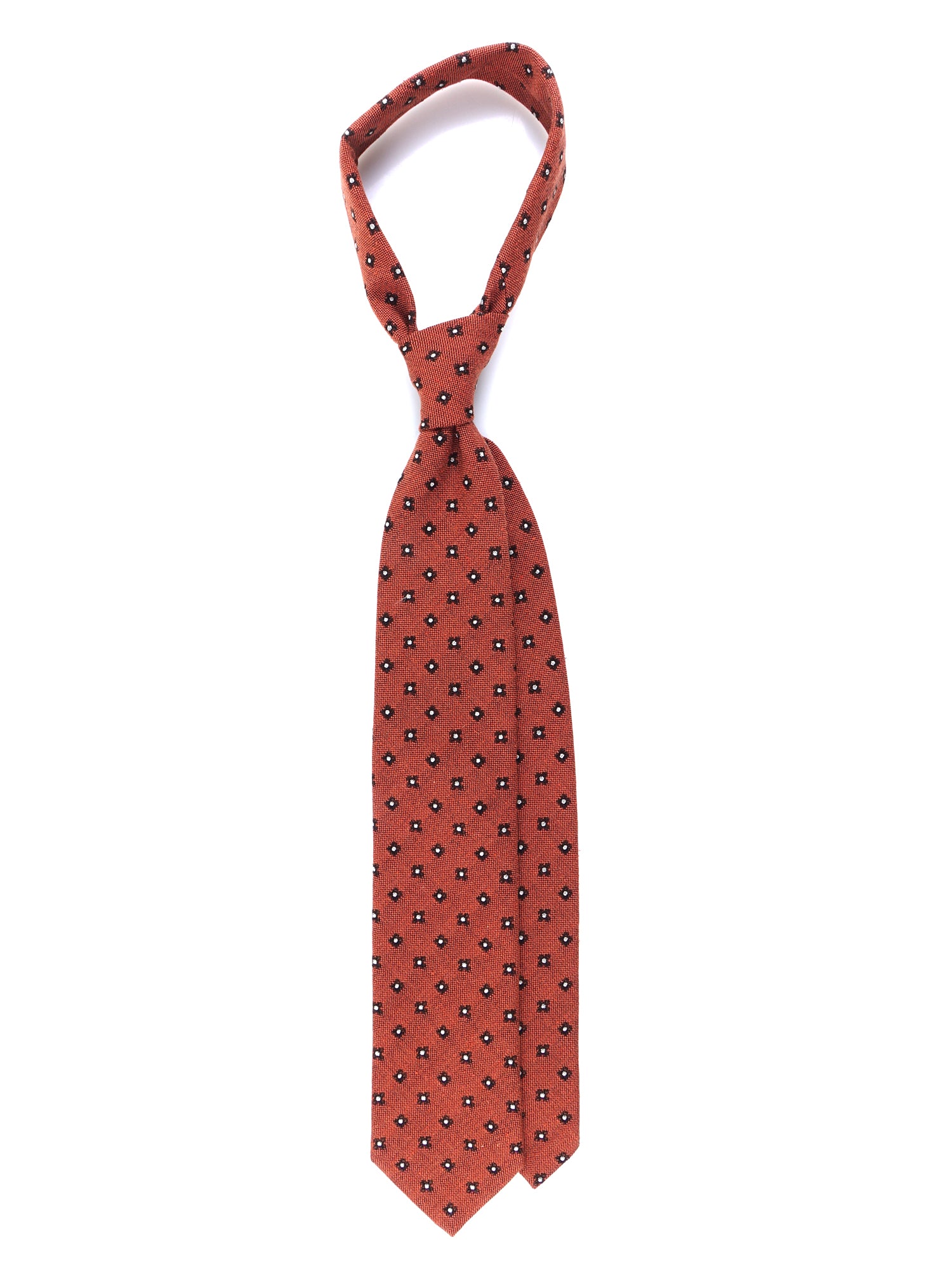 NADIA Orange Silk/Wool 3-Fold Tie