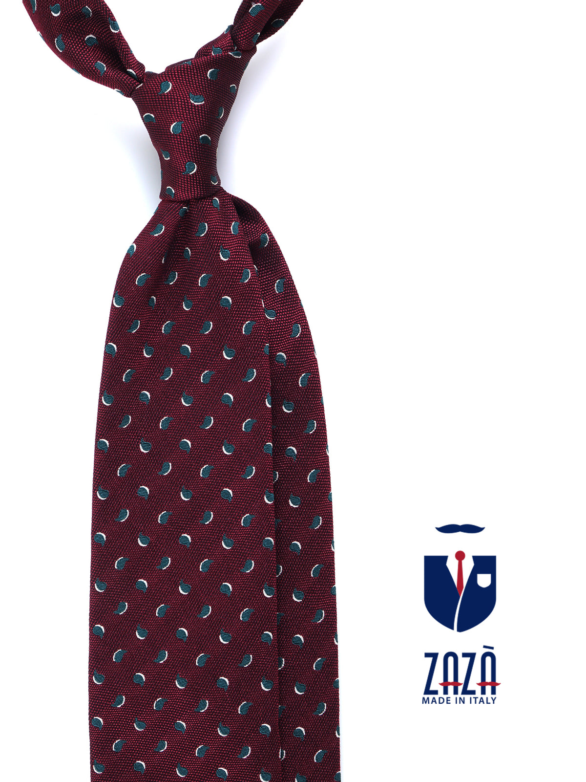 Dark red 3 fold silk/cotton tie LEILA