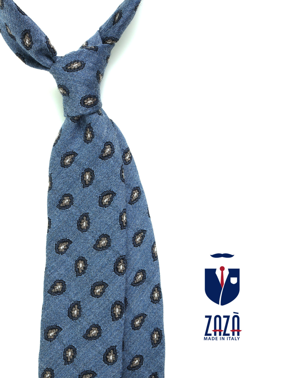 GINGER Dark Blue Silk/Cotton 3-Fold Tie