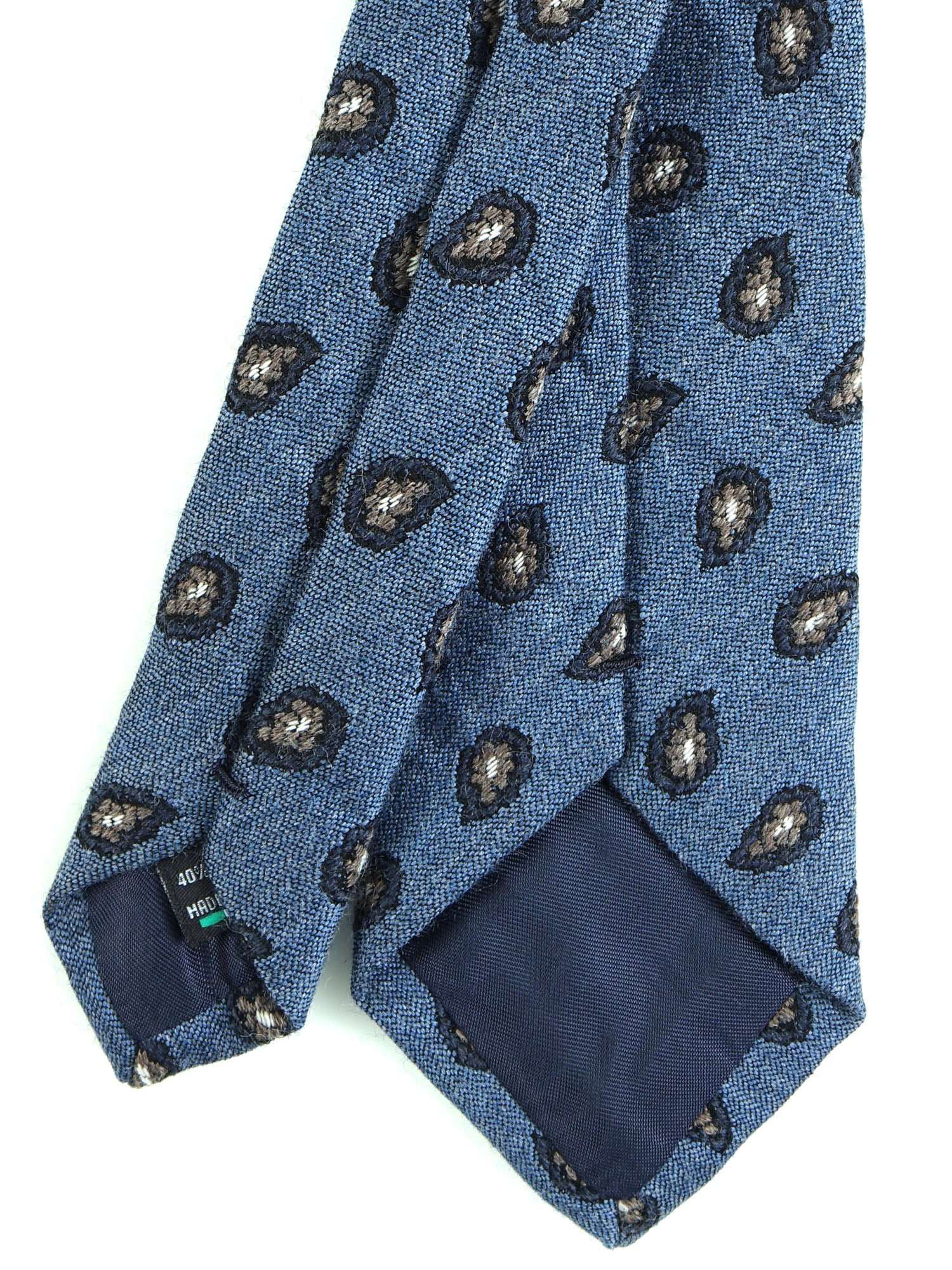 GINGER Dark Blue Silk/Cotton 3-Fold Tie