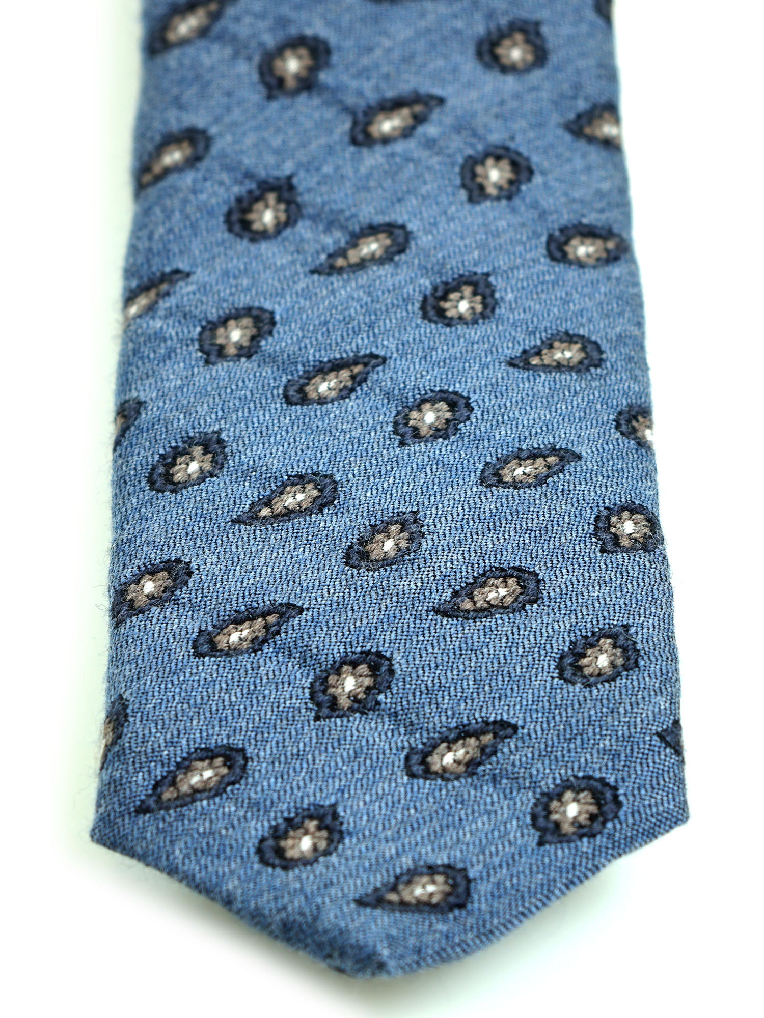 GINGER Dark Blue Silk/Cotton 3-Fold Tie