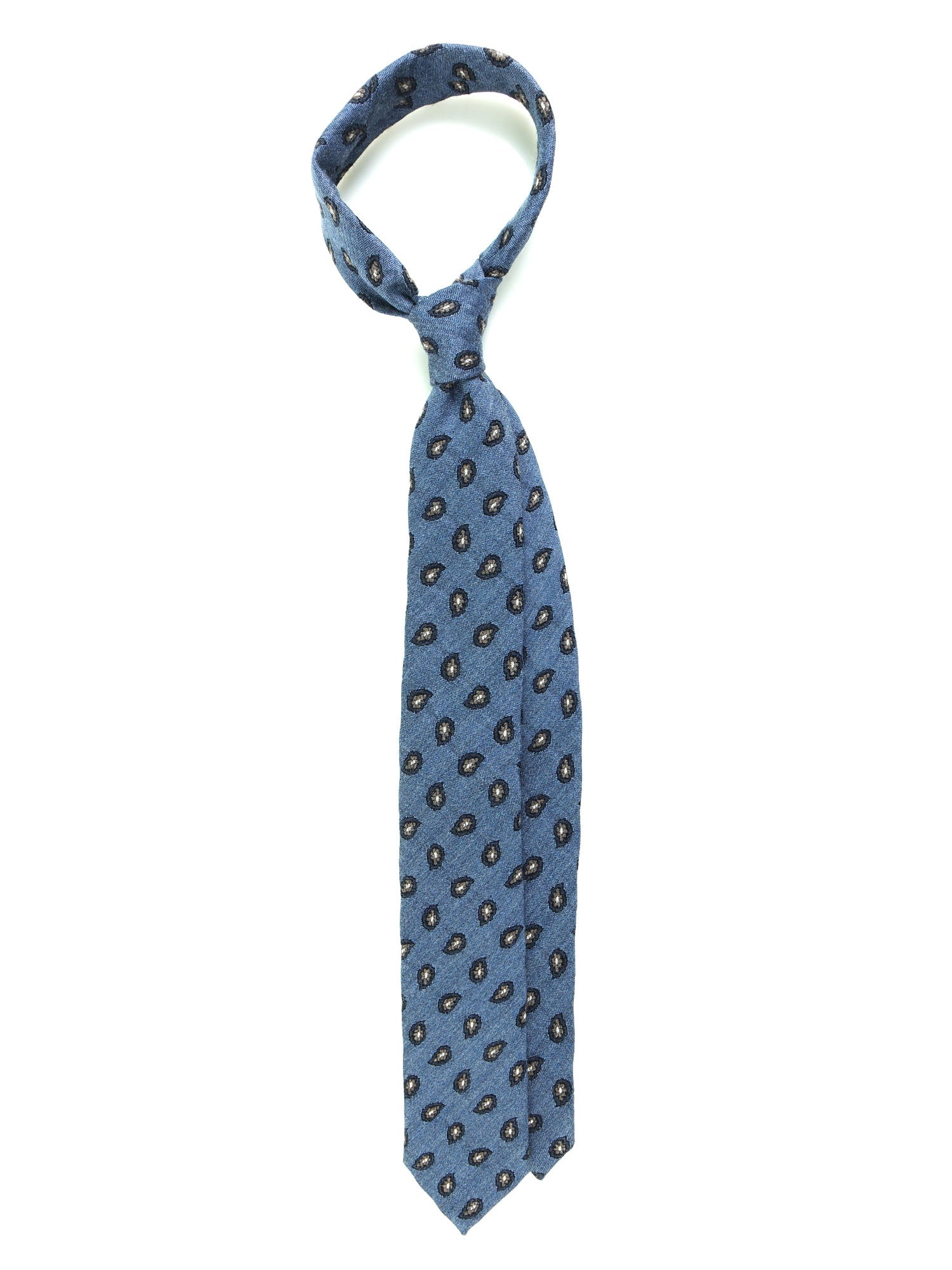 GINGER Dark Blue Silk/Cotton 3-Fold Tie